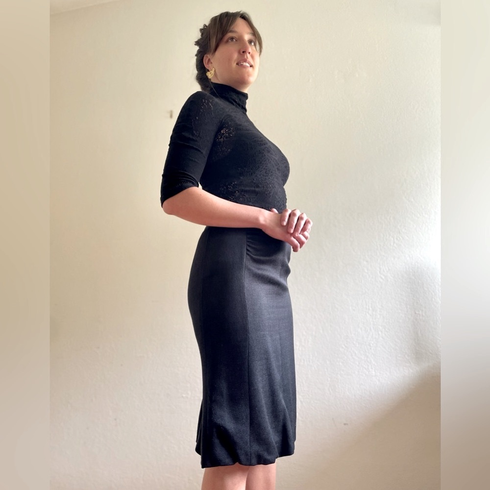 Giorgio Armani Black Wool/Silk Pencil Skirt